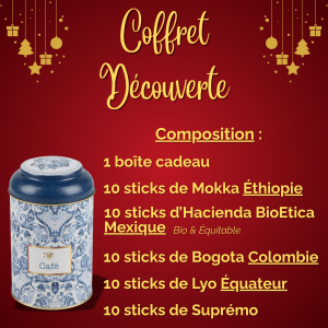 Offre de Noël - Coffret Découverte - 50 sticks de café lyophilisés - café 100% arabica - 5 références de café 