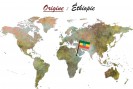 Café Mokka Ethiopie – Sachet 200g - Pure Origine - Carte du Monde et localisation avec drapeau