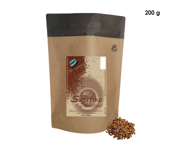 Café Suprémo Décaféiné - Sachet 200g - Qualité premium - Café lyophilisé