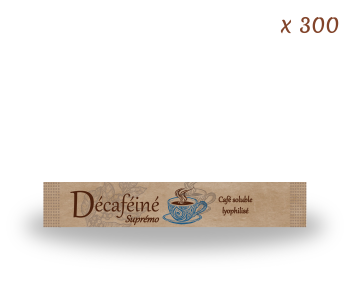 Café lyophilisé Suprémo Décaféiné - 300 dosettes -Qualité Premium - Stick