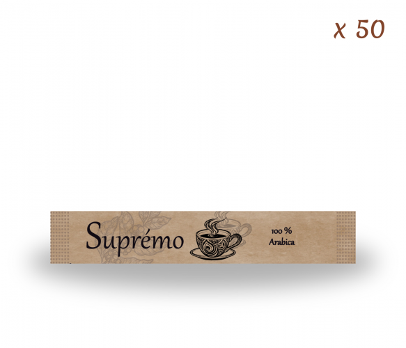 Café lyophilisé Suprémo - 100% Ararbica 50 dosettes - Qualité Premium - Stick 